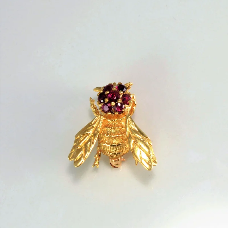 Bold gem brooches-Cluster Ruby Bee Brooch