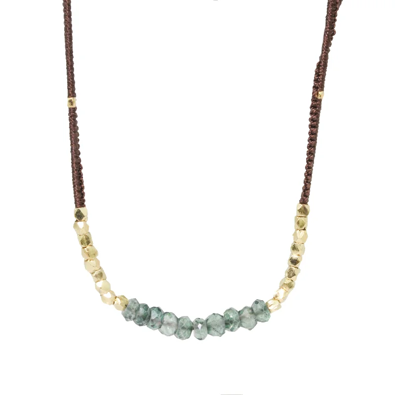 Vertical bar necklaces-Green Quartz Necklace