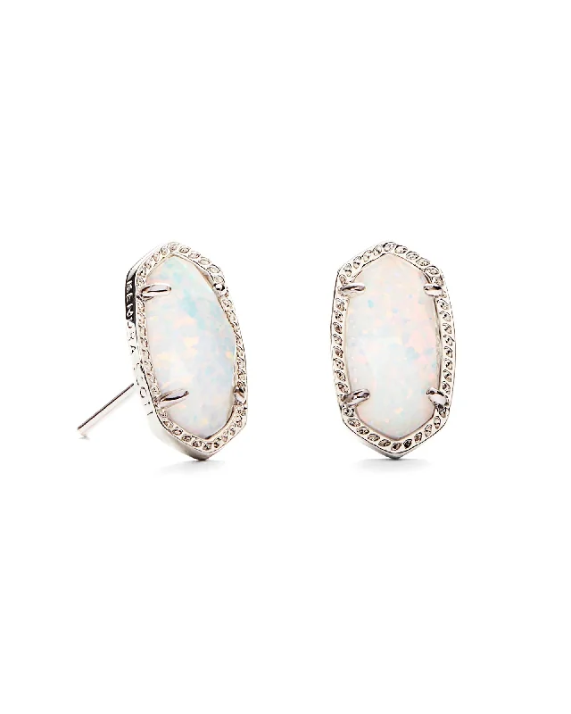 Classic pearl earrings-Classic pearl earrings-Ellie Silver Plated Earrings in White Kyocera Opal by Kendra Scott