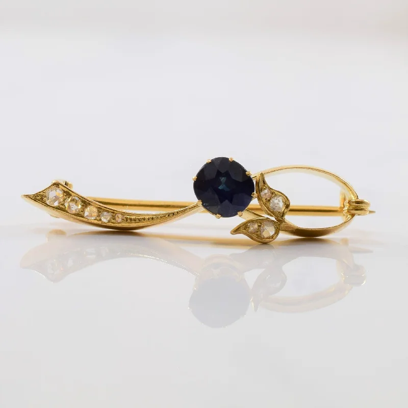 Aged silver brooches-Late Victorian Era Sapphire & Diamond Brooch | 0.10ctw, 1.25ct |