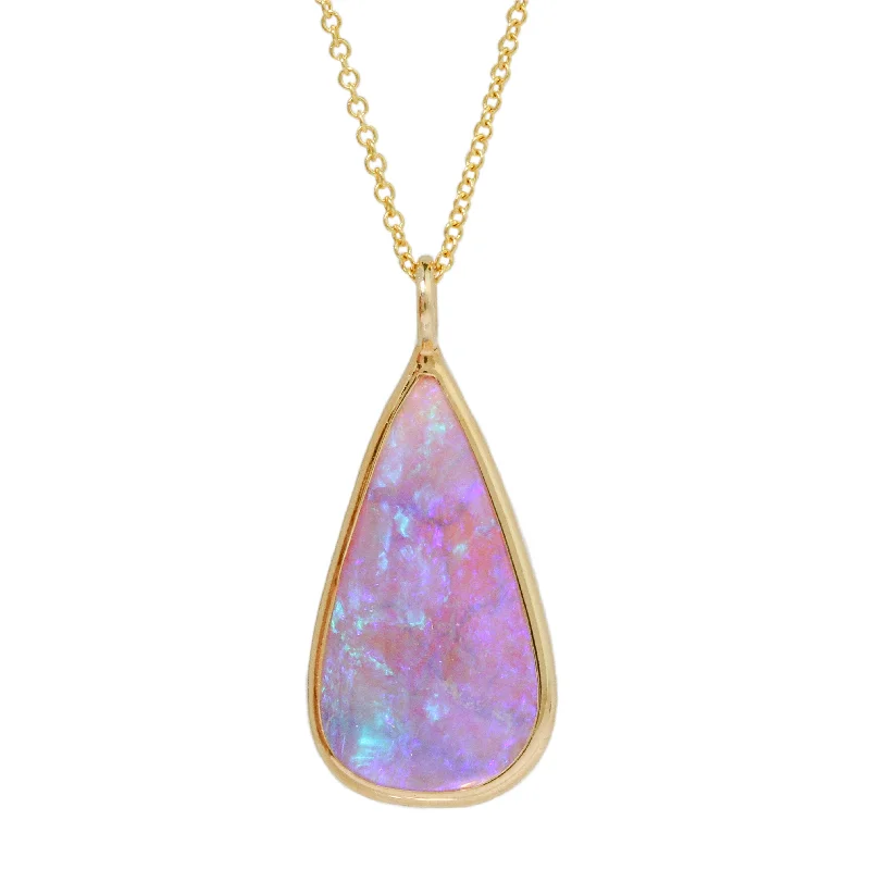 Peridot stone necklaces-Butterfly Wing Teardrop Opal Necklace