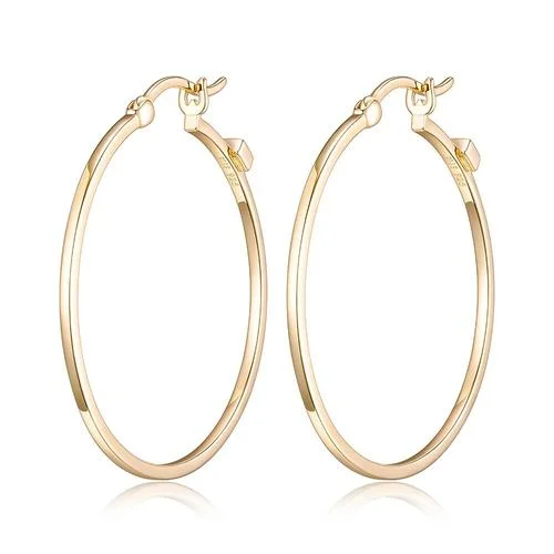 Round dangle earrings-Round dangle earrings-Sterling Silver Gold Plated Hoop Earrings by ELLE