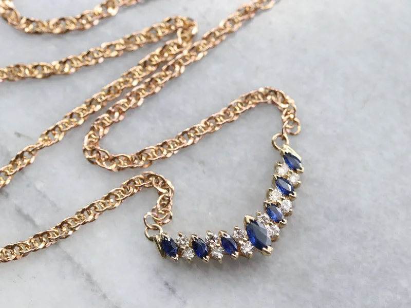 Pink gold necklaces-Sapphire Diamond Gold Necklace