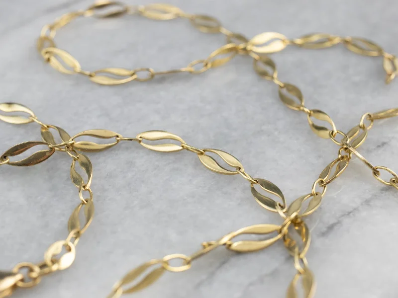 Frosted bead necklaces-Vintage 18K Gold Oval Link Chain Necklace