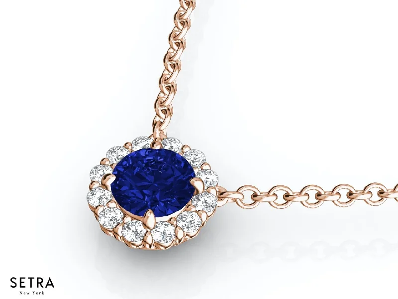 Eclectic charm necklaces-NECKLACES CENTER OF MY LIFE DIAMOND & SAPPHIRE 14K FINE ROSE GOLD