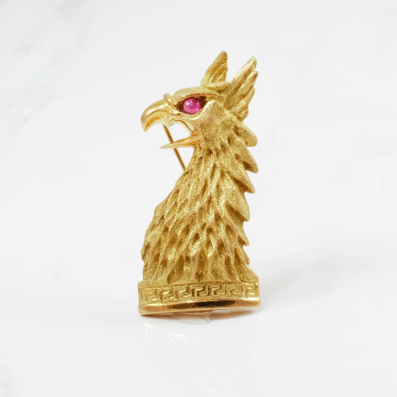 Crafted artisan brooches-'Andreas von Zadora-Gerlof' Ruby Griffin Brooch