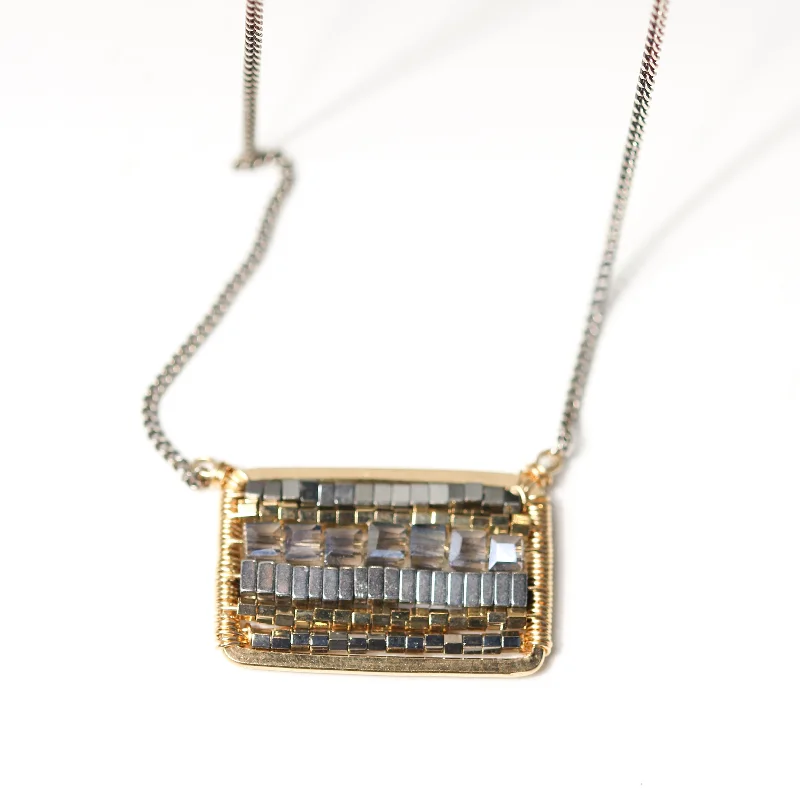 Dramatic bib necklaces-Rectangular Mosaic Necklace