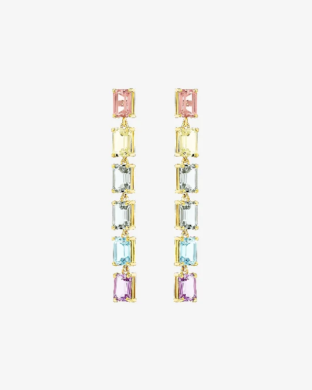 Simple bar earrings-Simple bar earrings-Amalfi Emerald Cut Pastel Midi Drop Earrings