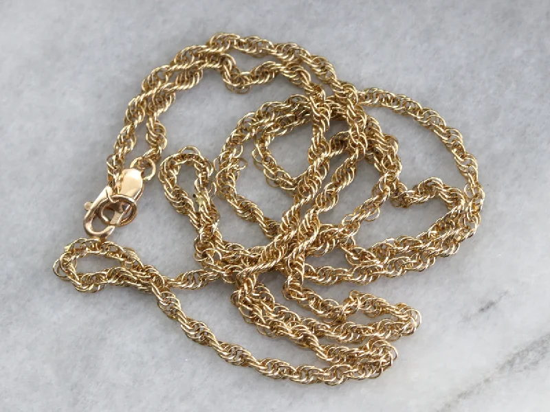 Mixed bead necklaces-Long Gold Rope Twist Chain Necklace