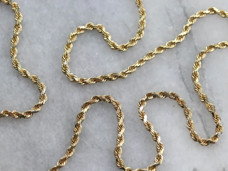 Subtle charm necklaces-Gold Twisted Rope Chain Necklace