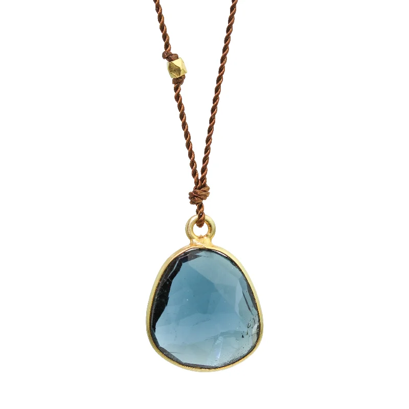 Vertical bar necklaces-London Blue Topaz Necklace