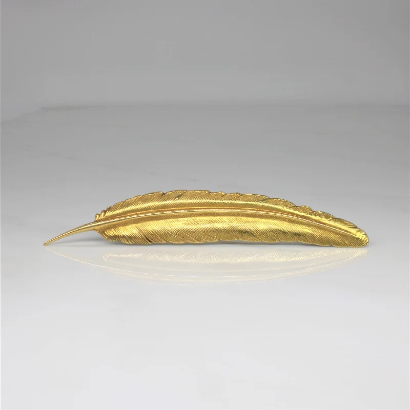 Natural wood brooches-1900s Gold Feather Brooch |