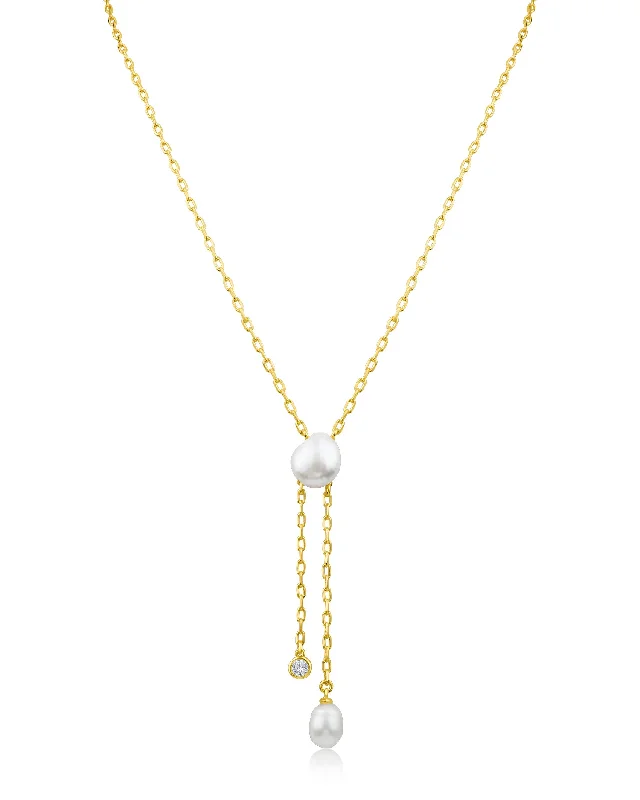 Stretchy cord necklaces-Pearl Drop Y-Necklace