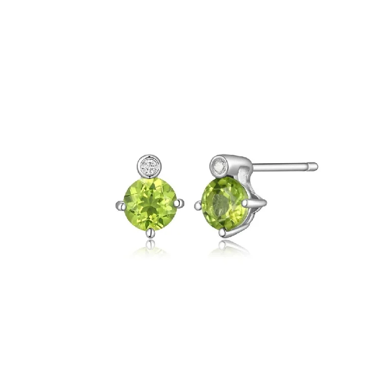 Onyx slice earrings-Onyx slice earrings-Sterling Silver Genuine Peridot Birthstone Earrings by ELLE