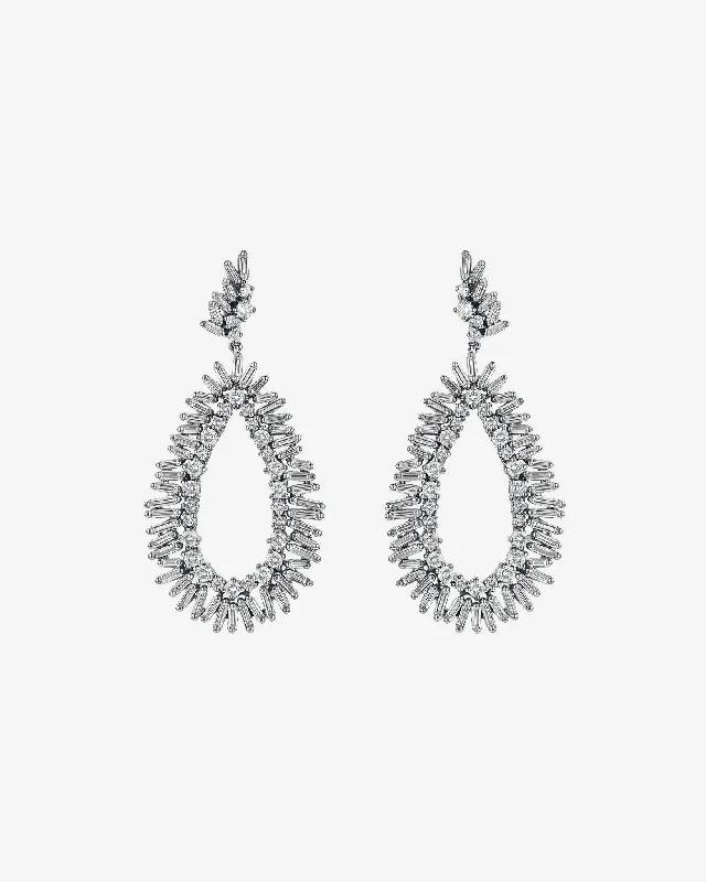 Slim threader earrings-Slim threader earrings-Classic Diamond Midi Tear Drop Earrings