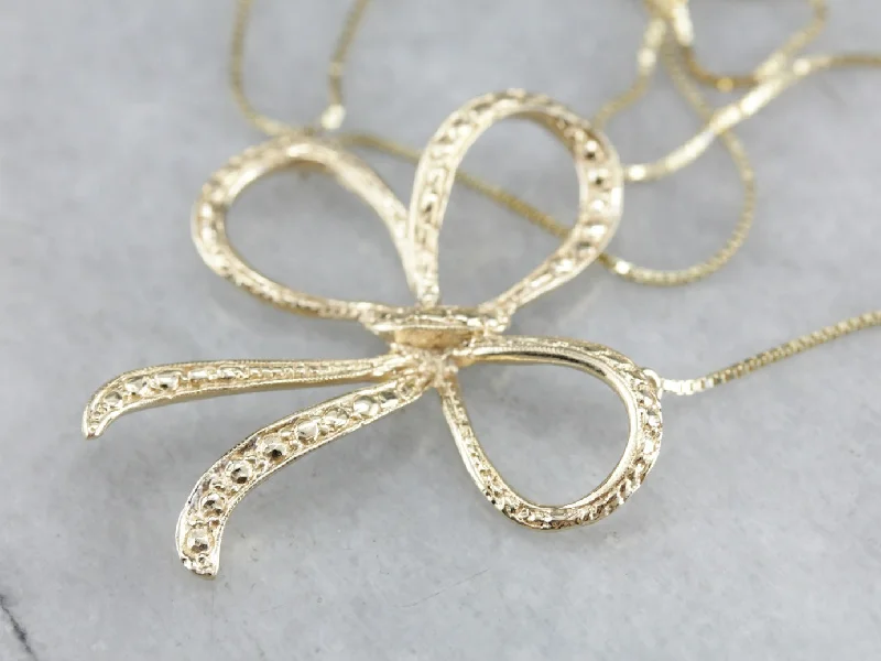 Uneven design necklaces-Yellow Gold Bow Conversion Necklace