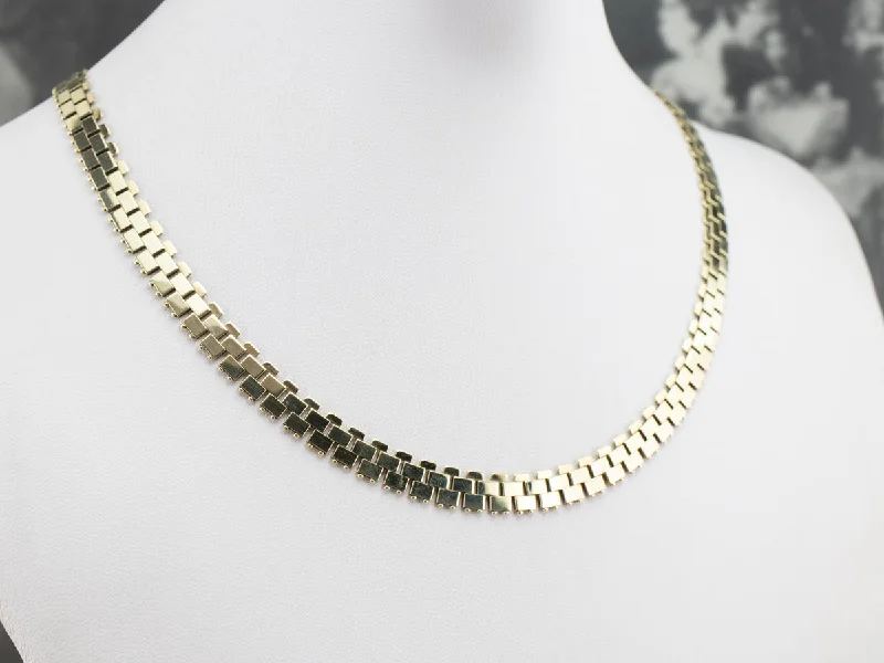 Swinging gem necklaces-Bold Gold Flat Link Necklace