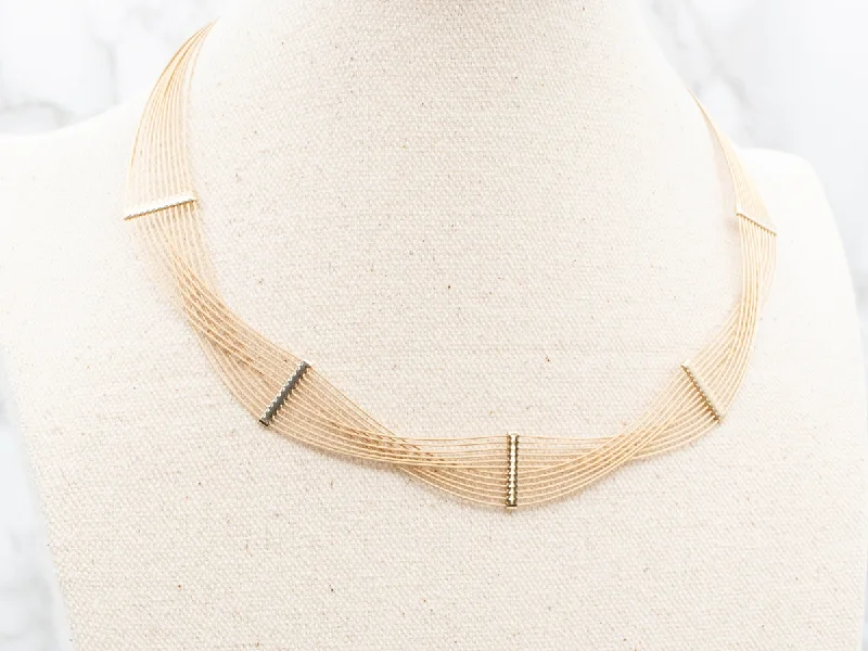 Swinging gem necklaces-Woven 14-Karat Gold Collar Necklace