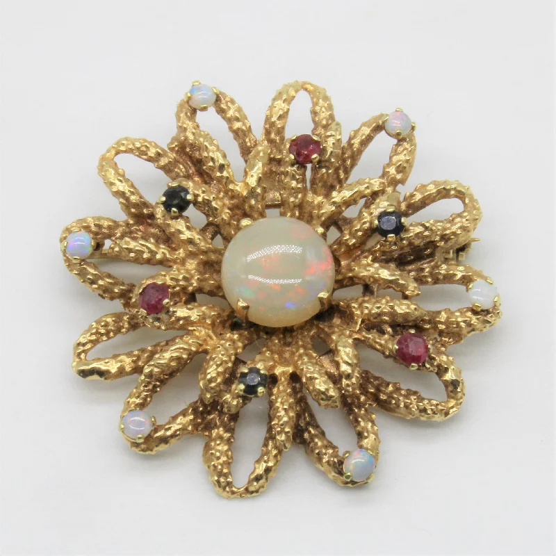 Astrology sign brooches-Multi Gem Floral Brooch | 2.50ct, 0.93ctw |