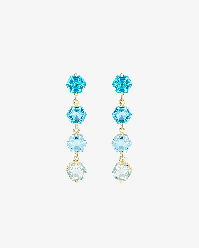 Small wing earrings-Small wing earrings-Amalfi Hexagon Cut Blue Ombre Mini Drop Earrings