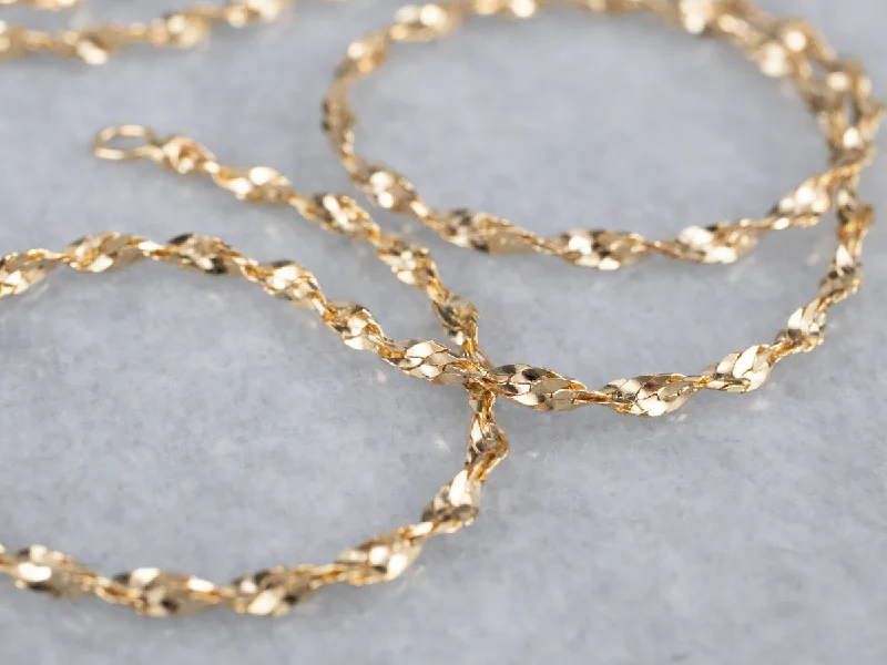 Satin gold necklaces-14K Gold Sparkling Tinsel Chain Necklace