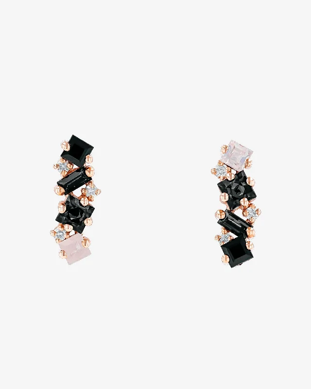 Horoscope charm earrings-Horoscope charm earrings-Nadima Black Ombre Bar Studs