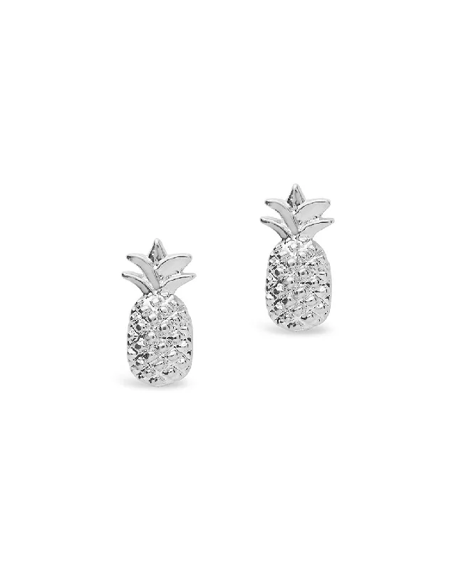 Circular stud earrings-Circular stud earrings-Sterling Silver Pineapple Stud Earrings