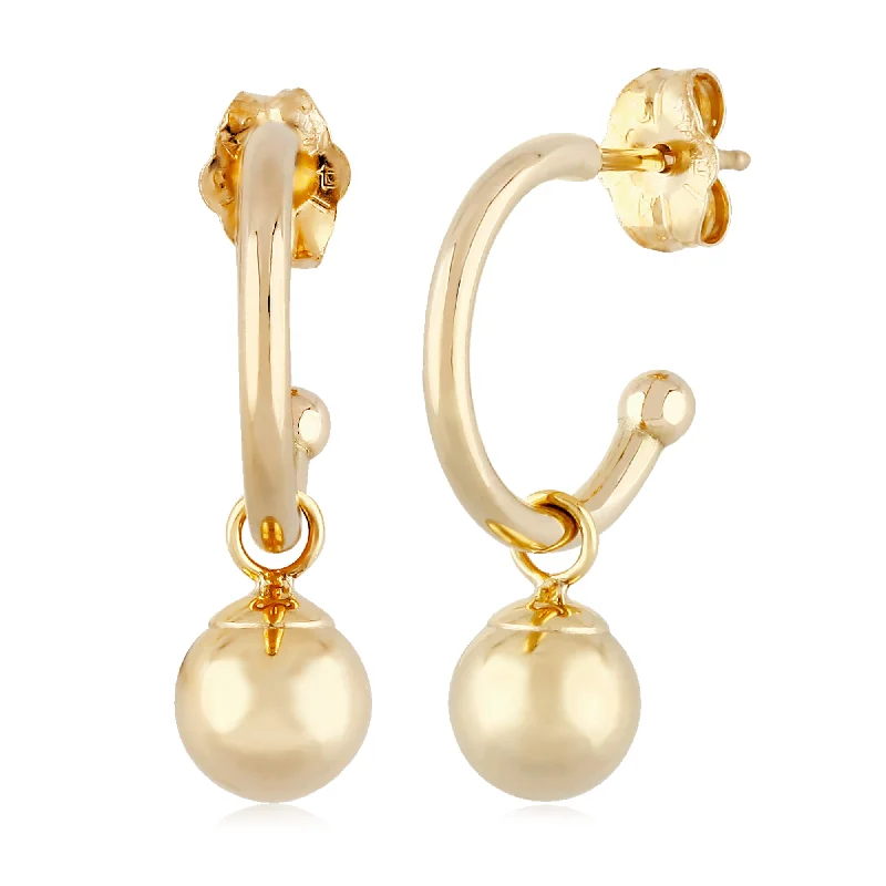 Glittering crystal earrings-Glittering crystal earrings-14K Yellow Gold Earrings with 6mm Ball Drop