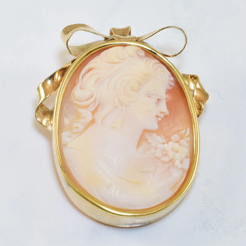 Retro lock brooches-Shell Cameo Convertible Brooch/Pendant | 23.00ct |