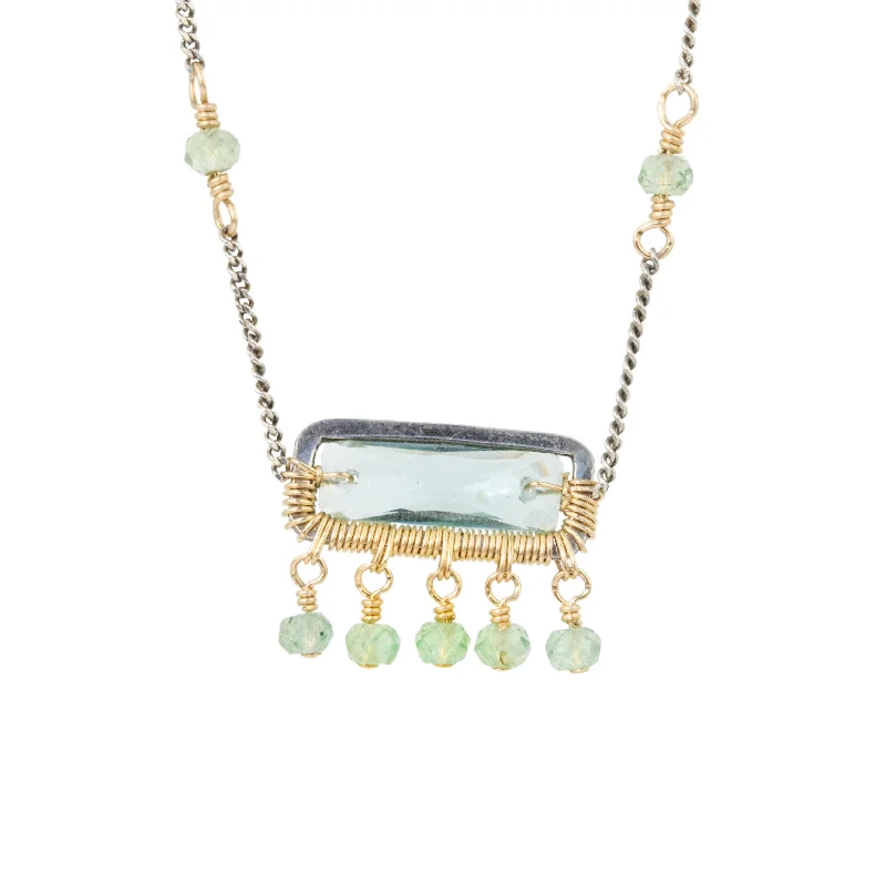 Crafted artisan necklaces-Teal Quartz and Green Apatite Necklace