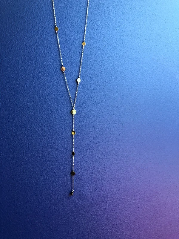 Single-strand necklaces-Multi Disc Y-Necklace