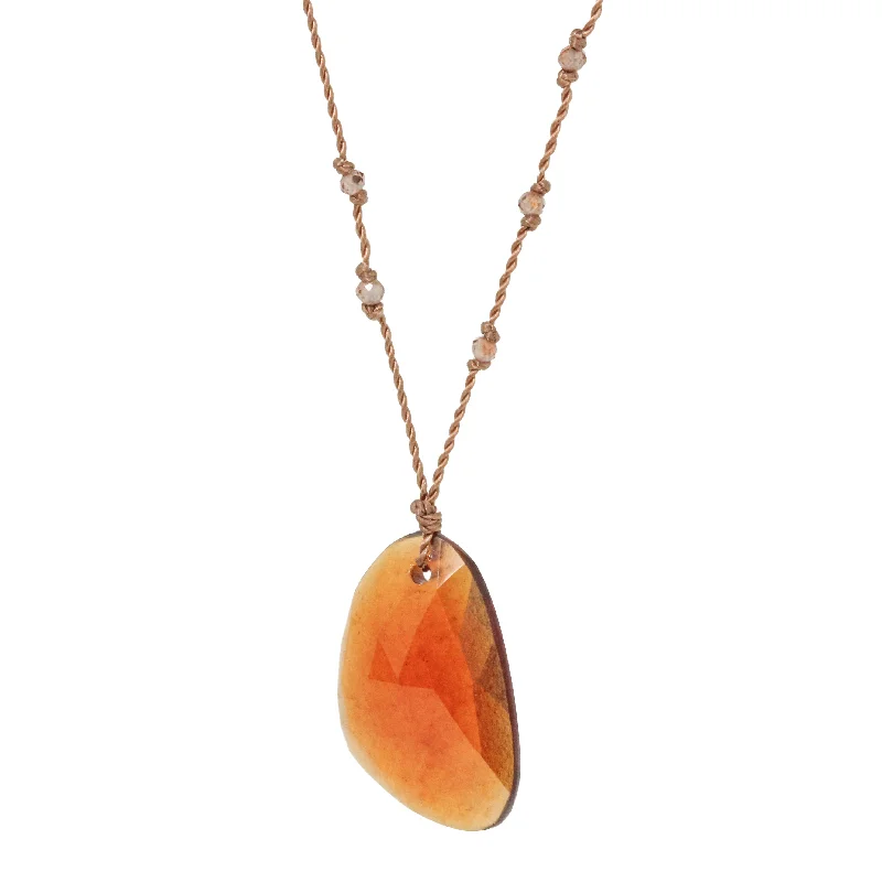 Stamped name necklaces-Hessonite Garnet + Zircon Necklace