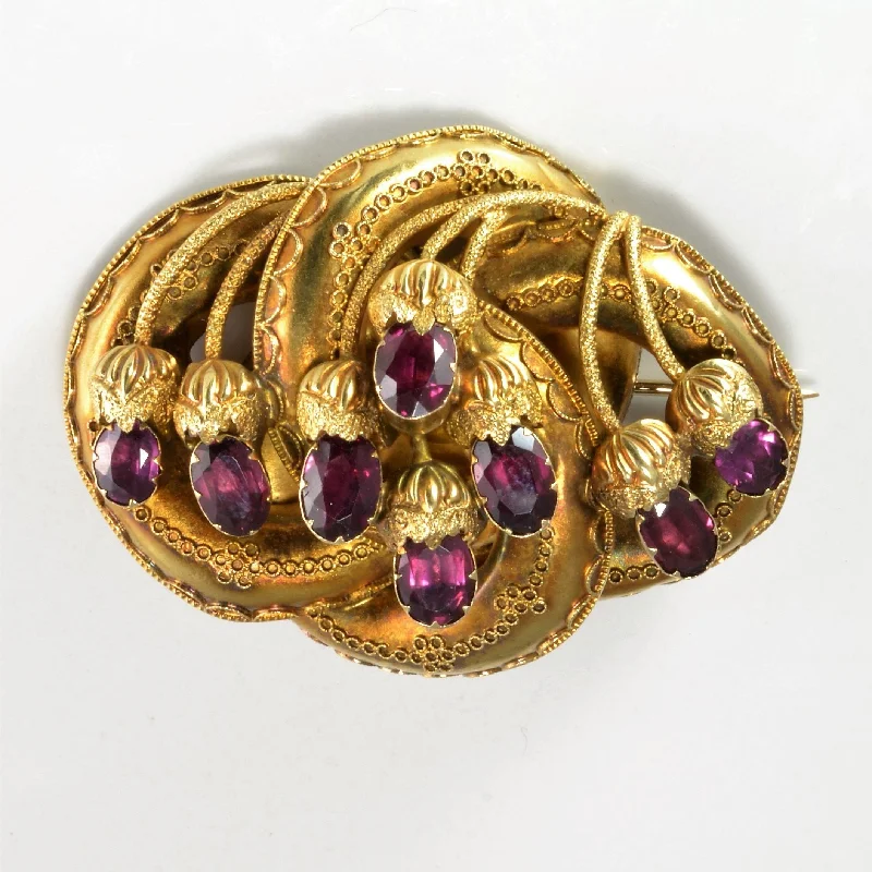 Onyx inlay brooches-Victorian Era Garnet Brooch