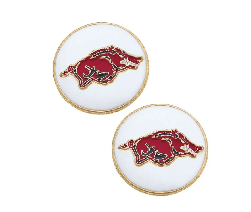 Ethnic bead earrings-Ethnic bead earrings-Arkansas Razorbacks Enamel Disc Stud Earrings