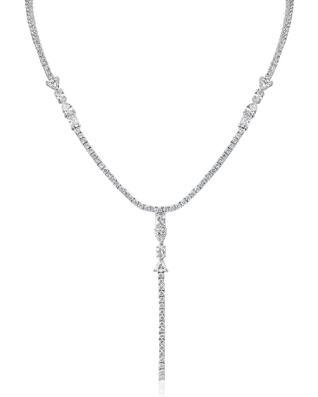 Monogram initial necklaces-Multi Shape CZ Y-Necklace