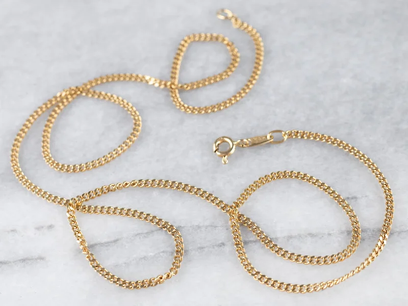 Dual-metal necklaces-18K Yellow Gold Curb Chain Necklace