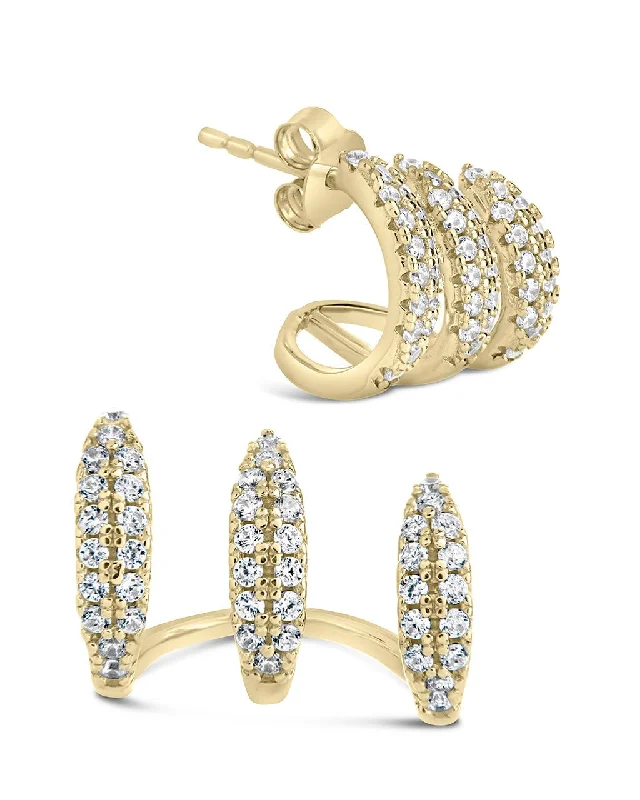 Large statement earrings-Large statement earrings-Nicolette CZ Cuff Stud Earrings