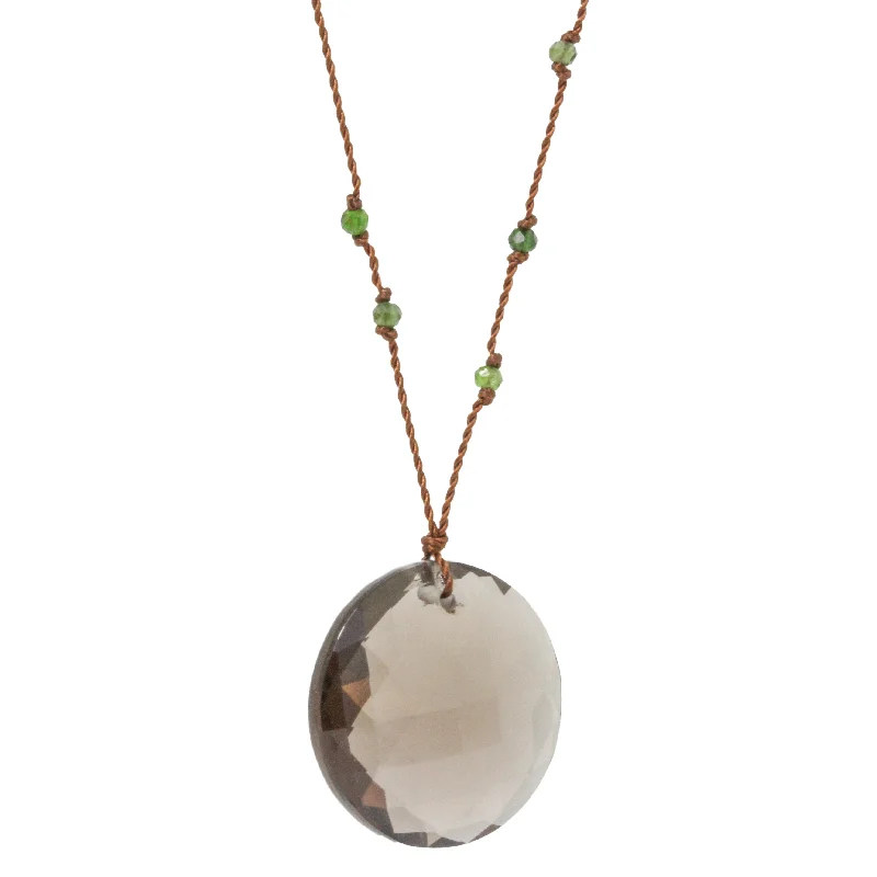 Wide link necklaces-Smoky Quartz + Green Tourmaline Necklace