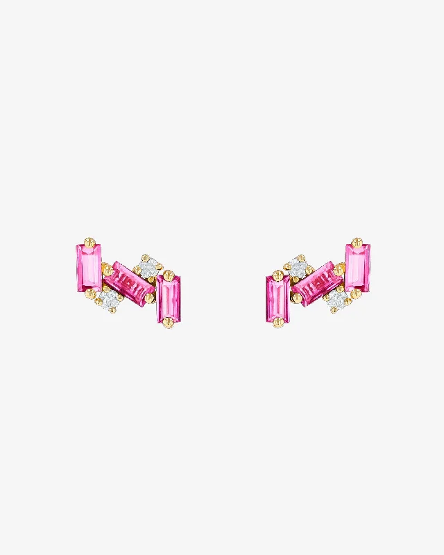 Giant hoop earrings-Giant hoop earrings-Amalfi Burst Pink Topaz Studs