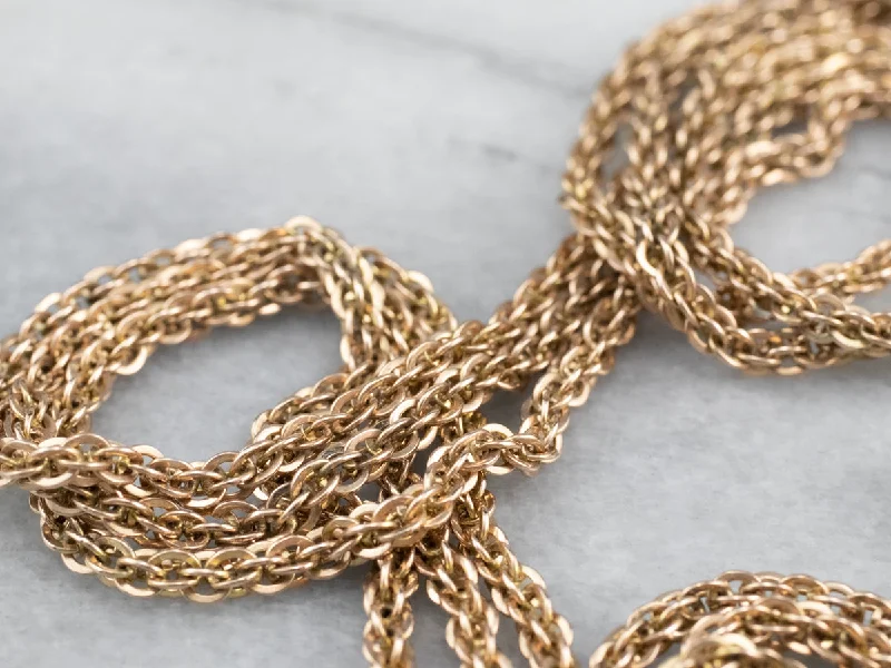 Heritage lock necklaces-Antique Three Strand Chain Gold Necklace