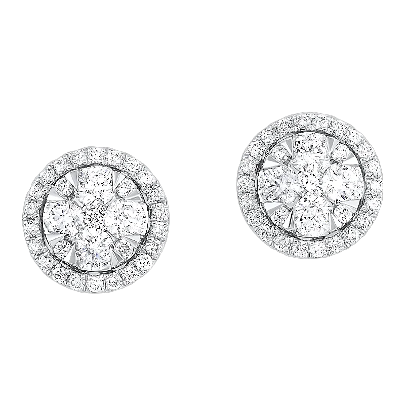 Triple-tier earrings-Triple-tier earrings-14KTW Uno Oval Basics Earrings 3/4 Ctw