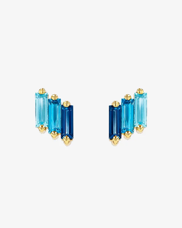 Citrine drop earrings-Citrine drop earrings-Amalfi Midi Dark Blue Ombre Studs