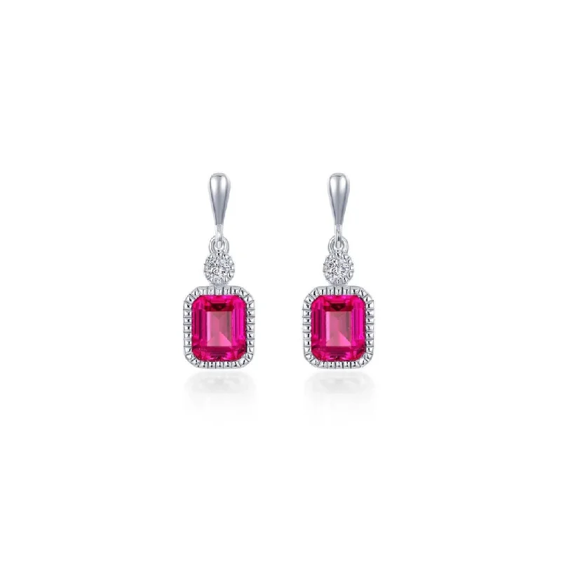 Pentagon stud earrings-Pentagon stud earrings-SS/PT 1.82cttw Simulated Diamond & Lab Grown Ruby Earrings