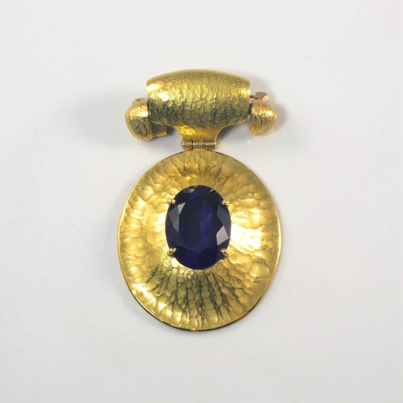 Satin black brooches-Solitaire Amethyst Gold Pendant/Brooch | 8.35ct |