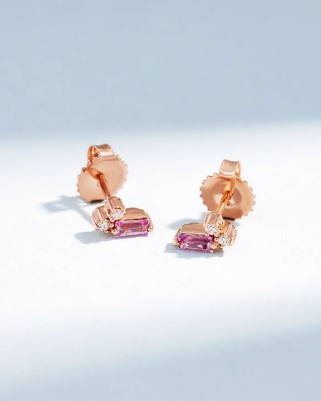 Large statement earrings-Large statement earrings-Bold Burst Mini Pink Sapphire Studs