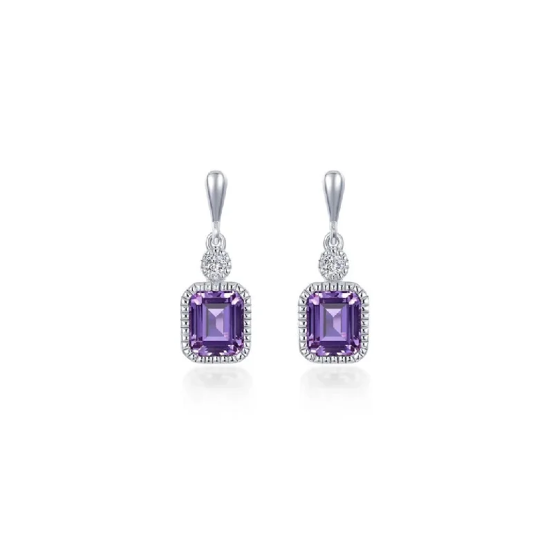 Freshwater pearl earrings-Freshwater pearl earrings-SS/PT 1.82cttw Simulated Diamond & Simulated Amethyst Earrings