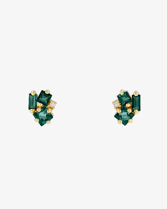 Neat stud earrings-Neat stud earrings-Nadima Green Envy Topaz Cluster Studs