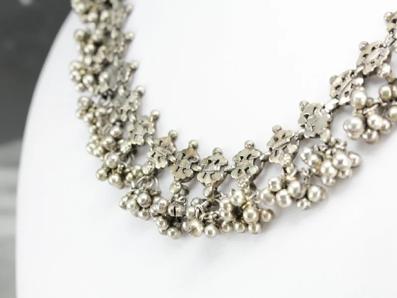 Lariat drop necklaces-Vintage Sir Lankan Silver Necklace