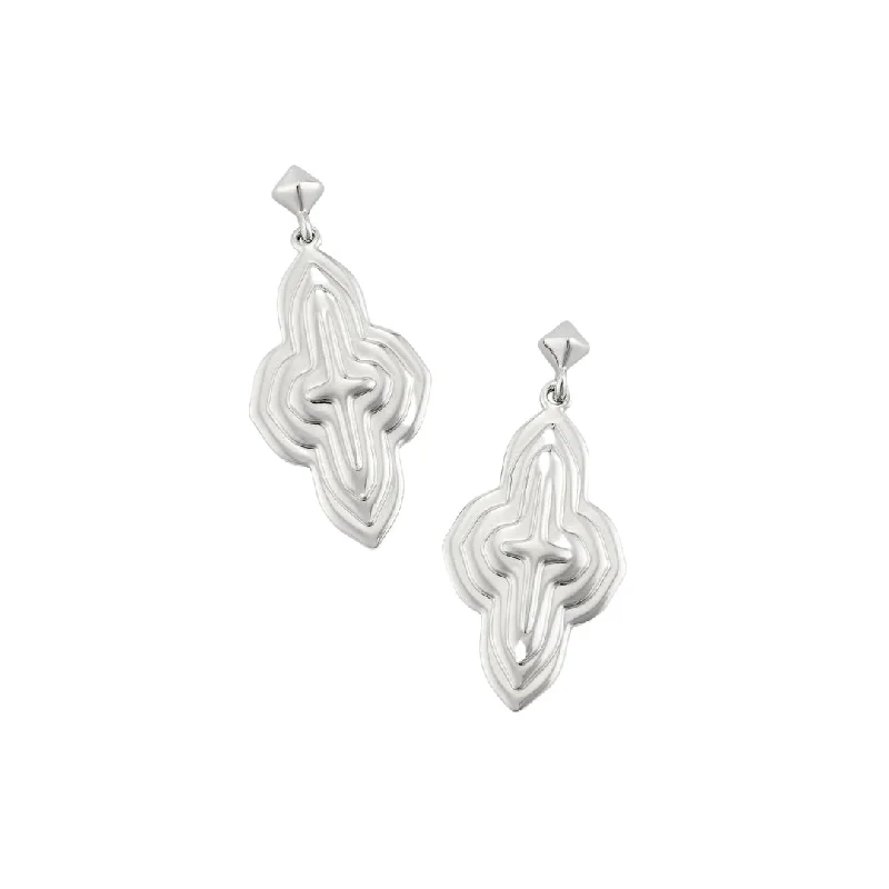 Artistic shape earrings-Artistic shape earrings-Silver Abbie Metal Drop Earrings by Kendra Scott