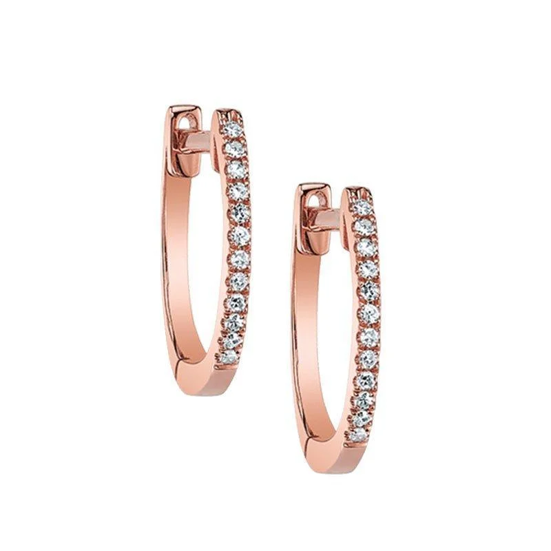 Curved hoop earrings-Curved hoop earrings-Classic Hoop Diamond Earrings Rose Gold